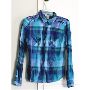 Arizona Jean co. Blue plaid shirt